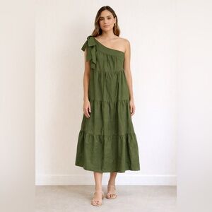 Who What Wear One-Shoulder Dress in Olive Size XS